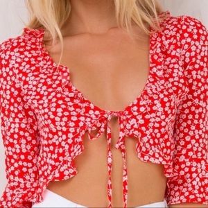 Princess Polly tie front red top